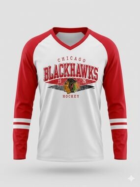 NHL White Tee with Red Trim
